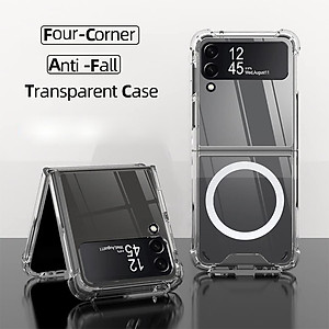 Ốp lưng chống sốc trong suốt hỗ trợ sạc Maqsafe cho Samsung Galaxy Z Flip 3 / Z Flip 4 hiệu Likgus Maqsafe Magetic Case siêu mỏng 1.5mm, độ trong tuyệt đối, chống trầy xước, chống ố vàng, tản nhiệt tốt - hàng nhập khẩu