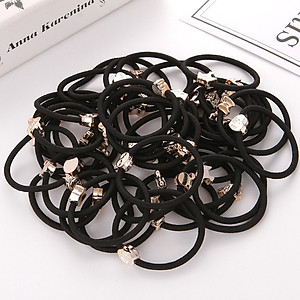 Set 10 chiếc chun buộc tóc dây màu đen đơn giản tinh tế