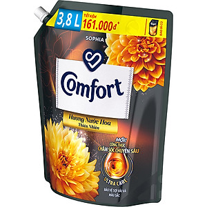 Combo 2 Nước Xả Vải Comfort Thơm Mát Gấp 10 Lần/Hương Nước Hoa 100 Giờ Lưu Hương - Hương Tinh Tế Túi 3.7L