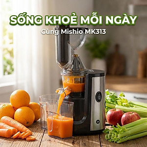 Máy Ép Trái Cây Mishio MK313 motor đồng máy nặng 5.2Kg - Hàng Chính Hãng