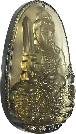 Mặt Dây Chuyền Văn Thù Bồ Tát Đá Thạch Anh Ám Khói Ngọc Quý Gemstones VTTAK