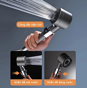 Vòi tắm hoa sen KG28 4in1 kèm đầu cọ massage 3 chế độ nước, đầu vòi có lõi lọc cao cấp tặng kèm dây sen 1m5- Hàng chính hãng