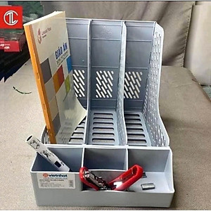 Giá đựng tài liệu 3 ngăn kèm khay để bút Việt Nhật , Khay đựng hồ sơ tài liệu văn phòng để bàn - Hàng Việt Nam