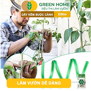 Dây Buộc Cành GreenHome, Dài 50m, Kẽm Bọc Nhựa, Tích Hợp Đầu Cắt Tiện Lợi, Cố Định Thân Cây, Làm Giàn Leo