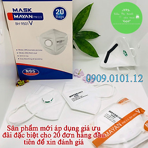Khẩu trang Mayan PM2.5 BH9501V có van thở, Khẩu trang N95 lọc kháng khuẩn đệm mũi cao cấp