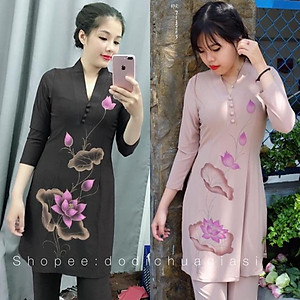 Đồ Lam Đi Chùa # CTân Bà Lai Hoa In # Vải Thun # Quần Áo Nữ # Đồ Bộ Nữ