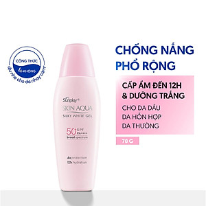 Kem chống nắng Skin Aqua dưỡng trắng & dưỡng ẩm, dùng hàng ngày dạng gel Sunplay Skin Aqua Silky White Gel Eco Việt Nam SPF 50, PA++++ 70g
