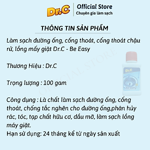 Bột Thông Tắc Đường Ống, Cống Thoát, Chậu Rửa, Vệ Sinh Lồng Giặt Dr.C CHÍNH HÃNG - Be.Easy