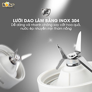 Máy Xay Sinh Tố Cầm Tay Bear, Nghiền Hoa Quả Công Suất Lớn, Chất Liệu An Toàn LLJ-D04A1 - Hàng Chính Hãng