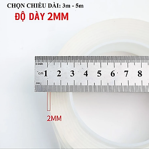 Băng dính nano 2 mặt trong suốt siêu dính, Băng dính hai mặt đa năng siêu dày 2mm loại dài 3m và 5m - Hàng cao cấp chính hãng D Danido