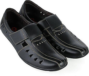 Giày rọ nam Huy Hoàng da bò màu đen HT7786