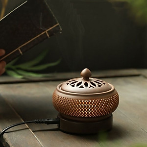 Lò xông - Lư xông trầm điện có hẹn giờ chỉnh nhiệt bằng gốm chịu nhiệt cao cấp hình lưới