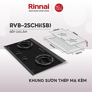 Bếp gas âm đầu đốt trong Rinnai RVB-2SCHi(SB) mặt bếp kính SCHOTT và kiềng bếp gang - Hàng chính hãng