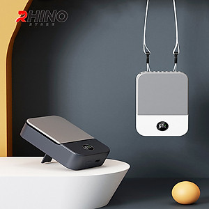 Quạt gió mini cầm tay Rhino F302 tích điện, 3 mức độ gió, pin 2000 mAh kèm dây treo - Hàng chính hãng