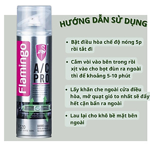 Chai xịt vệ sinh điều hòa máy lạnh ô tô, gia đình dạng bọt Flamingo F020 - 500ml - Hàng chính hãng