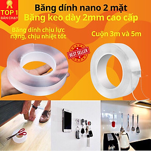 Băng dính nano 2 mặt trong suốt siêu dính, Băng dính hai mặt đa năng siêu dày 2mm loại dài 3m và 5m - Hàng cao cấp chính hãng D Danido