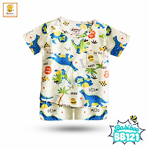 Đồ bộ bé trai Babiboo đồ bộ ngắn tay vải tole mát mẻ, họa tiết dễ thương BB121
