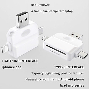 Đầu đọc thẻ nhớ SD, TF đa năng 3in1 Type c, L, USB dùng cho điện thoại, laptop, máy ảnh - Hàng nhập khẩu