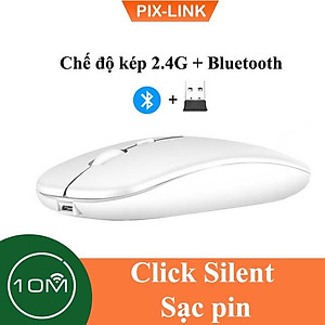 Chuột Bluetooth Không Dây PIX-LINK  P90A Wireless USB Tự Sạc Pin Siêu Mỏng, Chống Ồn - Hàng Chính Hãng
