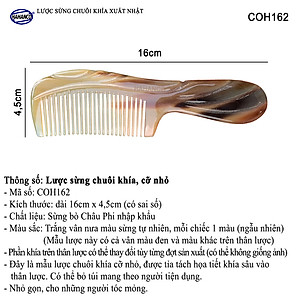 Lược sừng xuất Nhật (Size: M- 16cm) COH162 - Lược chuôi khía họa tiết đẹp - Chăm sóc tóc