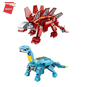 Đồ chơi xếp hình, lắp ráp 6 in 1 Qman 1414 - Siêu Robot khủng long Sura (456 mảnh ghép)