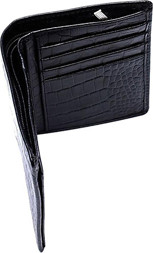 Ví Nam Vân Cá Sấu Kiểu Đứng Huy Hoàng HT2120 (12.5 x 10 cm) - Đen