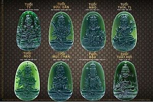 Mặt dây chuyền Bất Động Minh Vương Ngọc Bích tự nhiên - Phật Độ Mạng cho người tuổi Dậu - PBMNEP07 (Mặt kèm sẵn dây đeo)