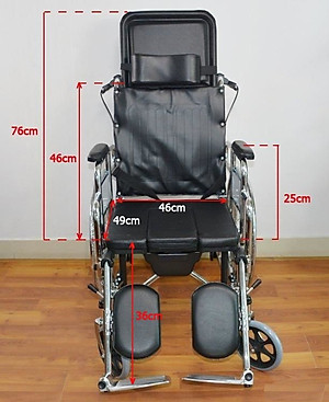 Xe lăn cao cấp đa năng Lucass X607 ngả nằm có bô, thắng và 2 bánh xe chống lật 