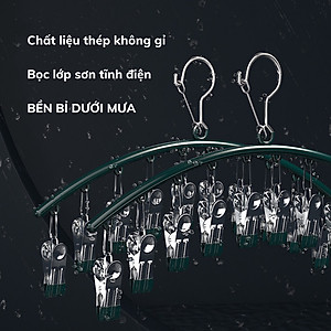 Móc Treo Đồ Lót Khăn Tất 10 Kẹp Inox, Móc Kẹp Phơi Quần Ao Đa Năng Tiết Kiệm Diện Tích, Chất Liệu Không Gỉ - HÀNG CHÍNH HÃNG MINIIN