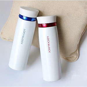 Bình Giữ Nhiệt 450ml Lock&Lock Feather Light màu trắng đỏ LHC4131WR, Hàng chính hãng - JoyMall