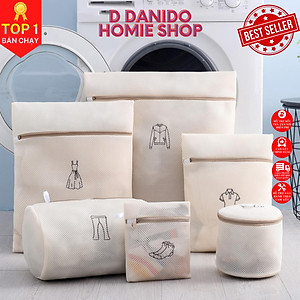 SET 6 túi giặt siêu dày 3 lớp cao cấp - Combo 6 túi lưới bảo vệ quần áo dùng cho máy giặt 3 lớp siêu bền tiện dụng chính hãng D Danido