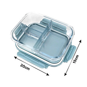 Hộp Cơm Thủy Tinh Cao Cấp 3 Ngăn Chịu Nhiệt Có Nắp Dung Tích 1000ml