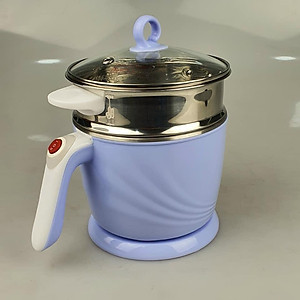 Ca nấu lẩu, nấu mì đa năng mini có tầng hấp ( giao màu ngẫu nhiên) Greencook 600W, dung tích 1.2L-Hàng chính hãng