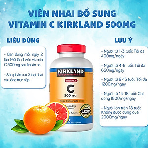 Vitamin C Kirkland Signature Mỹ Tăng cường sức đề kháng, Sáng da, làm chậm quá trình lão hóa, nhanh lành vết thương (bệnh) - QuaTangMe Extaste