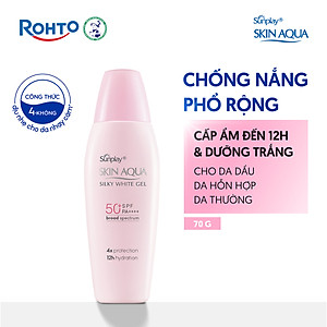 Kem chống nắng Skin Aqua dưỡng trắng & dưỡng ẩm, dùng hàng ngày dạng gel Sunplay Skin Aqua Silky White Gel Eco Việt Nam SPF 50, PA++++ 70g