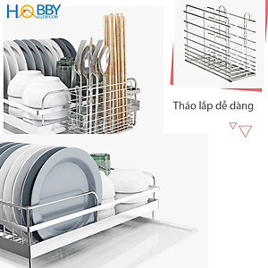 Kệ chén 1 tầng đa năng inox 304 kèm ống đũa Hobby home decor KC1