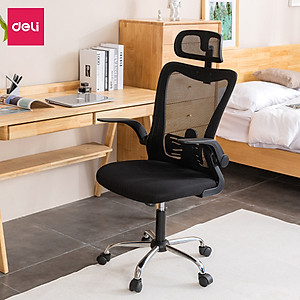 Ghế Xoay Văn Phòng Lưới Làm Việc Công Thái Học Deli - Tay Gập Thông Minh, Có Chỉnh Lưng, Lưới Thoáng Khí, Chân Xoay Tiện Ích, Đệm Ghế Êm Aí, Nhiều Màu - Phù Hợp Học Sinh, Văn Phòng, Game Thủ, Gaming - Hàng chính hãng