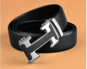 Thắt lưng nam chữ H da bò nguyên chất mặt khóa tự động hợp kim cao cấp