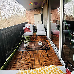 Vỉ Gỗ Lót Sàn Ban Công Thương Hiệu ANKAN Màu Nâu Vàng Loại 12 Nan, Ván Gỗ Lót Sàn Ngoài Trời, Sân Vườn, Hồ Bơi, Phòng Spa, Siêu Bền, Chịu Nước Tốt, Chống Trơn Trượt, Tiêu Chuẩn Xuất Khẩu (1 Vỉ)