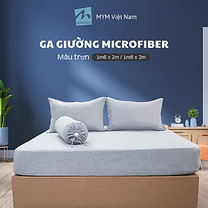 Bộ 4 món ga trải giường, áo gối và gối ôm Lanh Màu Microfiber 160x200cm/180x200cm