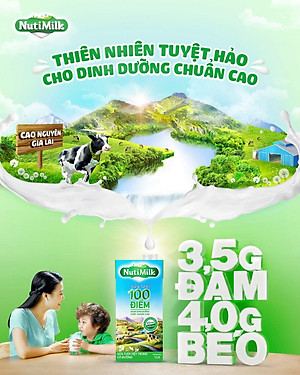 Thùng 48 Hộp NutiMilk Sữa tươi 100 điểm - Sữa tươi tiệt trùng Có đường 180ml TU.STCD180TI NUTIFOOD