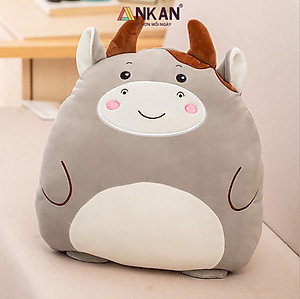 Chăn Gối Văn Phòng 3 Trong 1 Kiểu Bò Siêu Dễ Thương Dùng Để Ngủ Tại Văn Phòng Trên Sofa Màu Sắc Nhã Nhặn Vải Nỉ Siêu Mềm Mịn