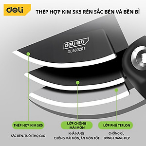 Kéo Cắt Tỉa Cành Cây Deli Chính Hãng 8inch - Lưỡi Thép Sắc Bén, Siêu Bền, Tay Cầm Đệm Cao Su An Toàn, Chắc Chắn DL580201