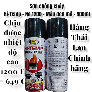 Sơn xịt chống cháy chịu được nhiệt độ cao Hi-Temp - No.1200 - Màu đen mờ - 400ml - Made in Thái Lan