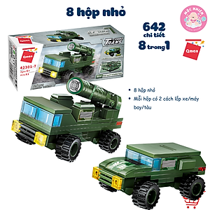 Đồ chơi lắp ráp xếp hình 8 trong 1 chủ đề quân sự Qman 42301 - Xe tăng quân sự (642 chi tiết)