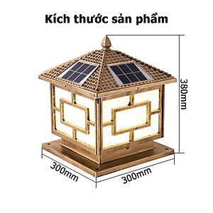Bộ 2 cái đèn trụ cổng khung nhôm 30x30x38cm năng lượng mặt trời