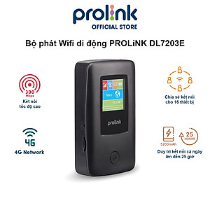 Bộ phát Wifi di động PROLiNK DL7203E, SIM 4G LTE 150Mbps, pin 5200mAH, màn hình 1.44", cổng RJ45, USB 2.0, microSD - Hàng chính hãng