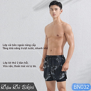 Bộ bơi nam quần 2 lớp trẻ trung nam tính thời trang, đồ bơi đồ tập kín đáo chống lộ, chất thoáng khí nhanh khô, áo thun bơi co giãn tốt, có size lớn | BN032