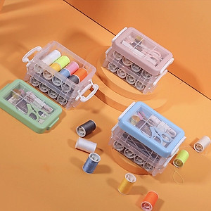 Bộ Hộp Kim Chỉ May Vá Đa Năng Gia Đình 3 Tầng Đa Năng- Kim Khâu, Chỉ, Kéo, Thước Dây, Đủ Size Màu Mini Giao Màu Ngẫu Nhiên