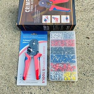 Kìm bấm cos vuông HSC8 6-4A tự điều chỉnh kèm 1200 đầu cos đủ loại cos ống tròn cos pin